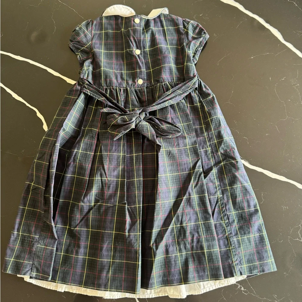 Vintage Blue Label Ralph Lauren Kids Dress with‎ White Collar and Plaid Pattern